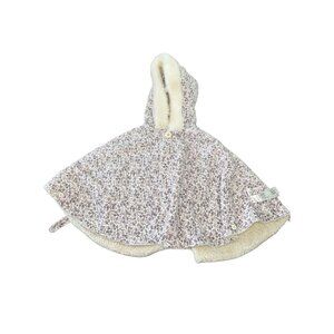 Kumi Kyoku Reversable Faux Fur Floral Sherpa Girl's Hooded Poncho w/ Ears (18M)